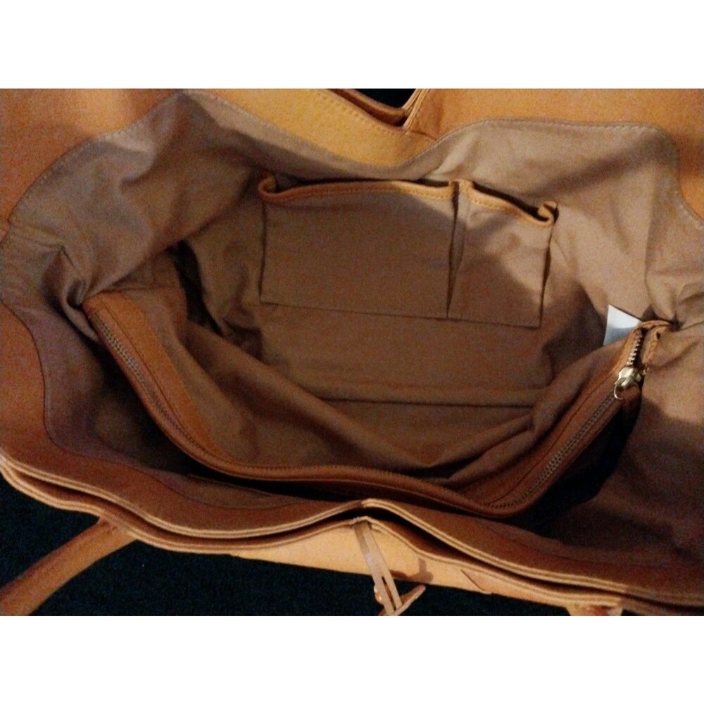 Coldwater Creek Womens Tan Cognac Leather Boho Hobo Shoulder Tote Bag Large - Picture 6 of 13